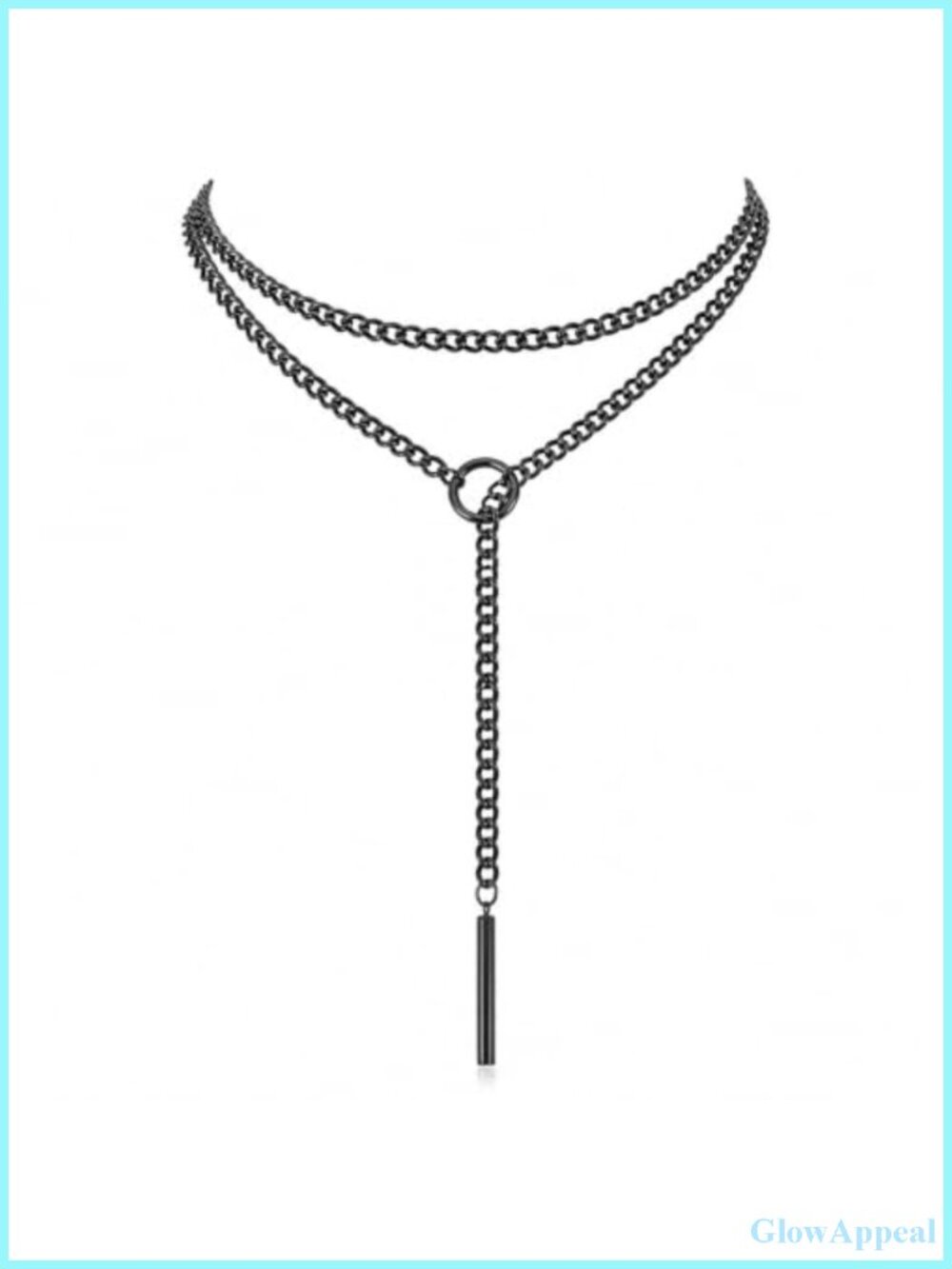 Stainless Steel Cuban Chain Lariat Y Necklace Slip Choker Adjustable Punk